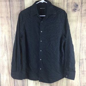 Claiborne Black Striped Dress Shirt Modern Fit M